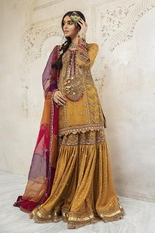 Maria B 3PC Golden Embroidered Linen Replica MB 07