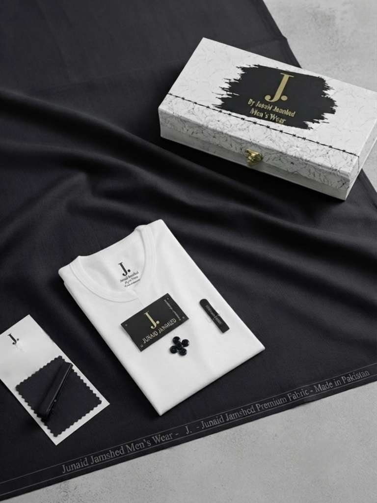 J. Junaid Jamshed Boski Wash n Wear with Free Vest Black J. Junaid Jamshed Boski Wash n Wear with Free Vest Black